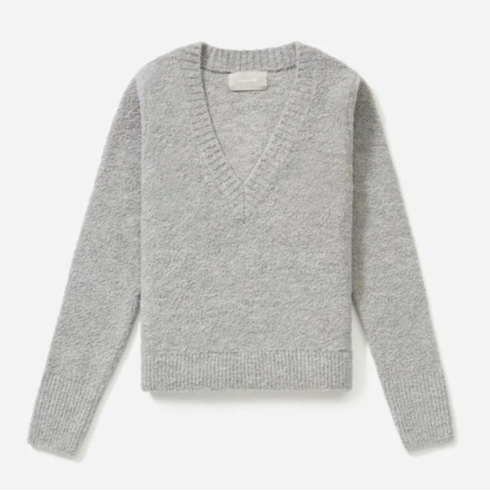 Everlane The Teddy V-Neck Sweater in Soft Gray, size Small - Picture 3 of 14